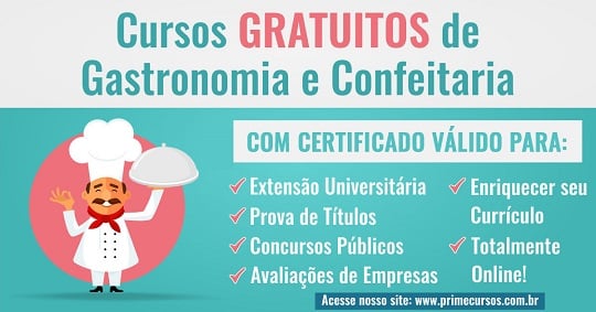 Cursos Gratuitos de Gastronomia e Confeitaria