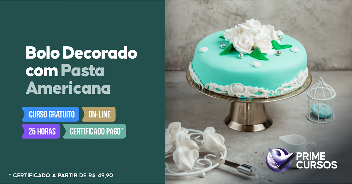 Curso grátis de Bolo Decorado com Pasta Americana Curso de Bolo Decorado com Pasta Americana