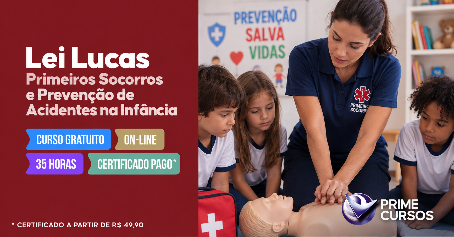 Curso grátis de Lei Lucas - Primeiros Socorros e Prevenção de Acidentes na Infância Curso de Lei Lucas - Primeiros Socorros e Prevenção de Acidentes na Infância