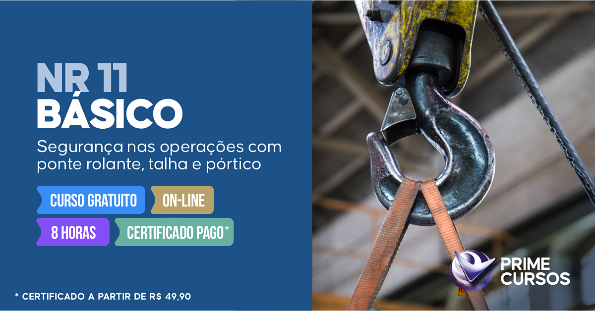 Curso de NR 11 B&aacute;sico - Seguran&ccedil;a nas Opera&ccedil;&otilde;es com Ponte Rolante, Talha e P&oacute;rtico