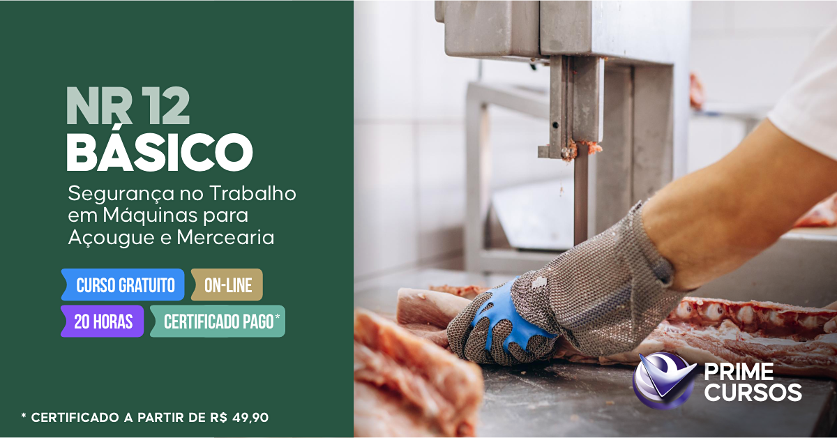 Curso de NR 12 B&aacute;sico - Seguran&ccedil;a no Trabalho em M&aacute;quinas para A&ccedil;ougue e Mercearia 