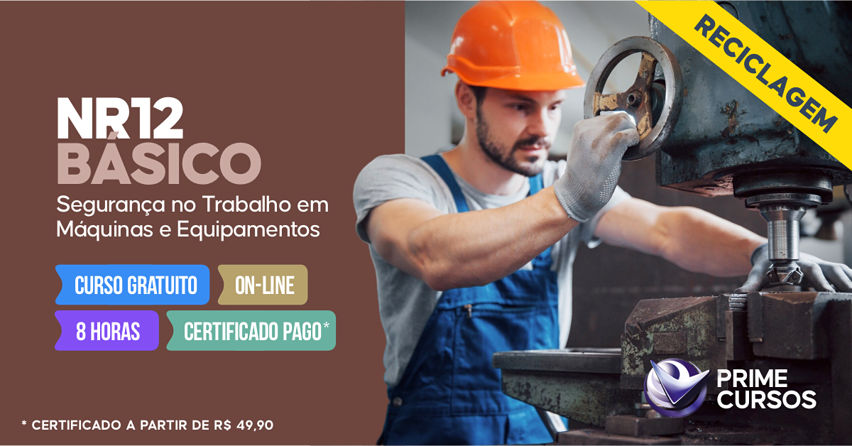 Curso grátis da norma NR 12 Básico - Segurança no Trabalho em Máquinas e Equipamentos (2016) Curso da norma NR 12 Básico - Segurança no Trabalho em Máquinas e Equipamentos (2016)
