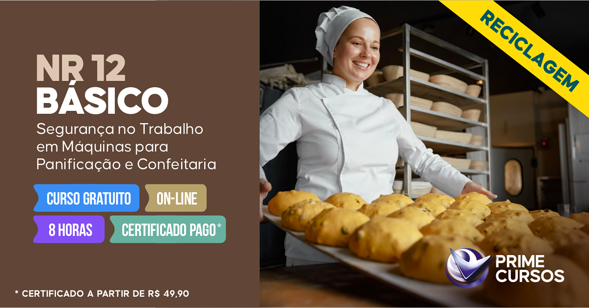 Curso de NR 12 B&aacute;sico - Seguran&ccedil;a no Trabalho em M&aacute;quinas para Panifica&ccedil;&atilde;o e Confeitaria