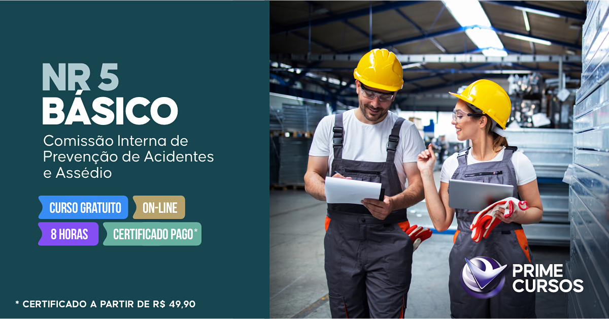 Curso grátis da norma NR 5 Básico - Introdução à CIPA (Comissão Interna de Prevenção de Acidentes) Curso da norma NR 5 Básico - Introdução à CIPA (Comissão Interna de Prevenção de Acidentes)