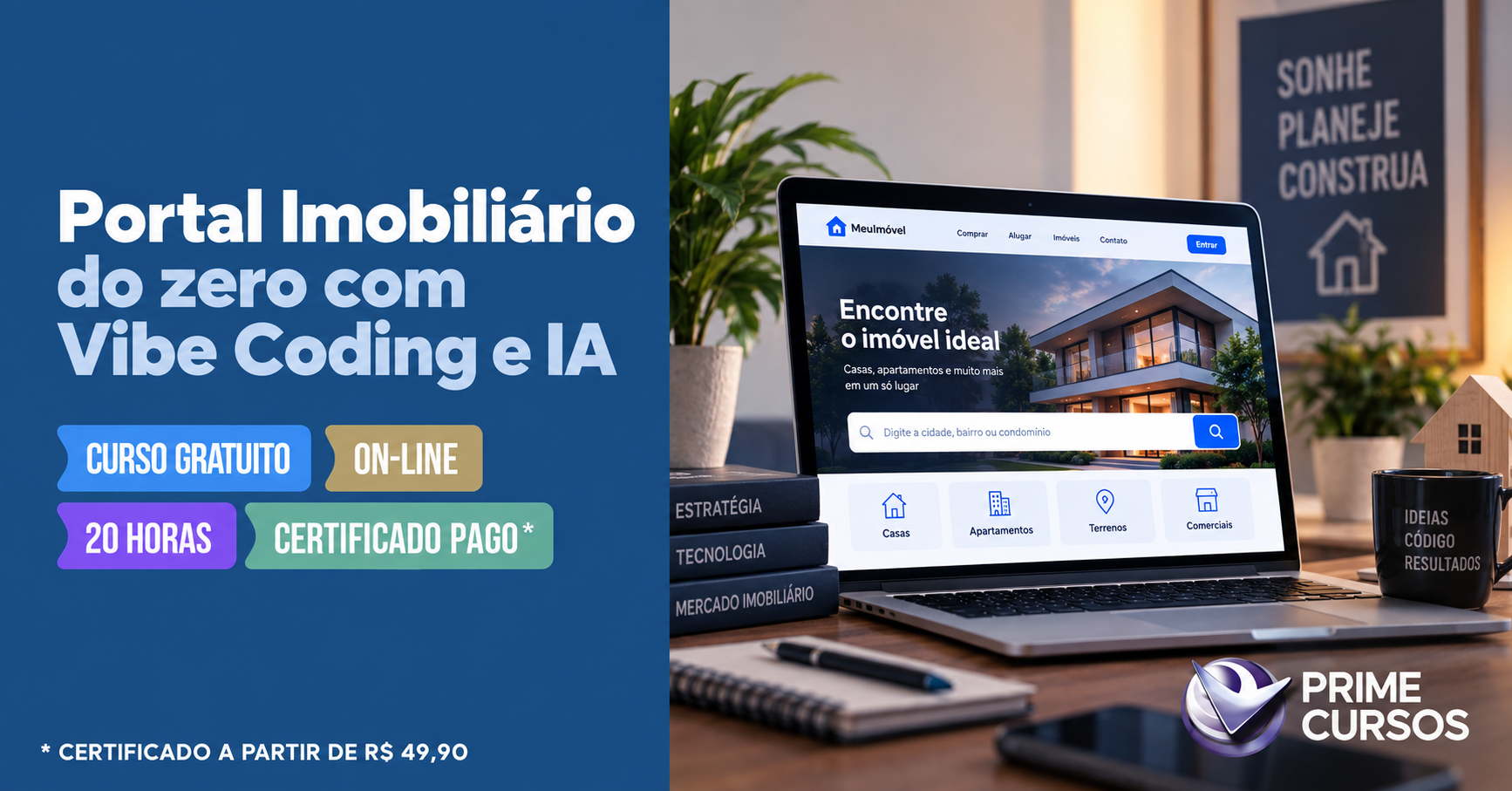 Curso grátis de Portal Imobiliário do zero com Vibe Coding e IA Curso de Portal Imobiliário do zero com Vibe Coding e IA