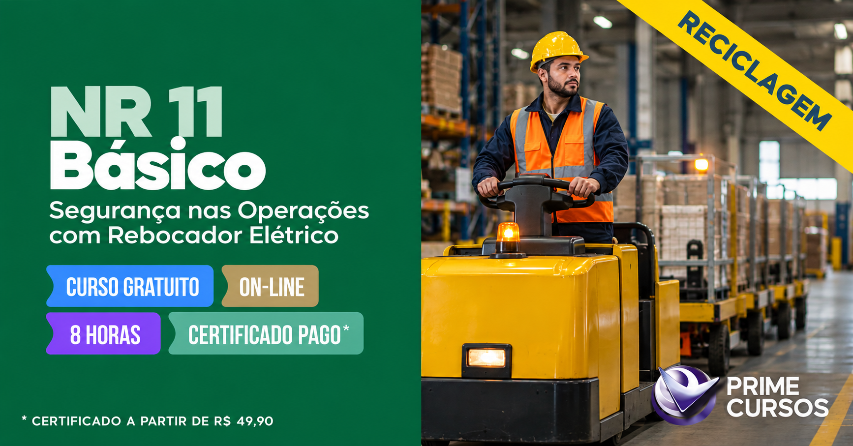 Curso grátis de Reciclagem NR 11 Básico - Segurança nas Operações com Rebocador Elétrico Curso de Reciclagem NR 11 Básico - Segurança nas Operações com Rebocador Elétrico