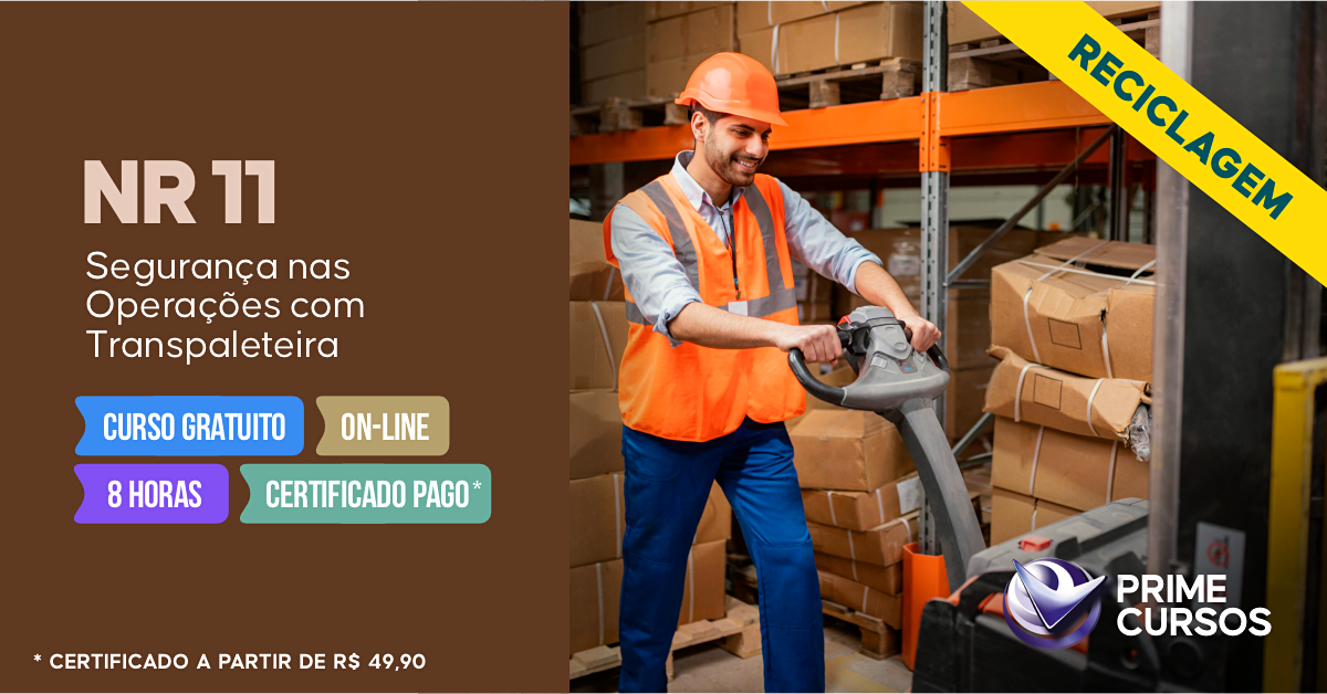 Curso de Reciclagem NR 11 - Seguran&ccedil;a nas Opera&ccedil;&otilde;es com Transpaleteira B&aacute;sico
