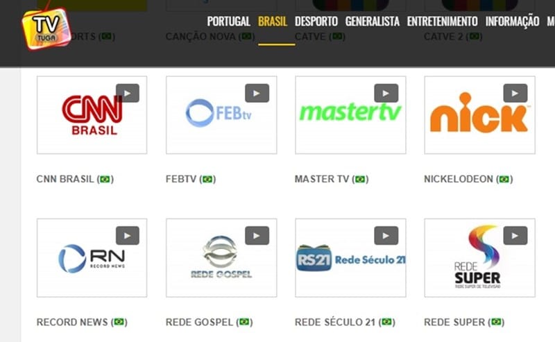 TV Tuga é um site bem organizado