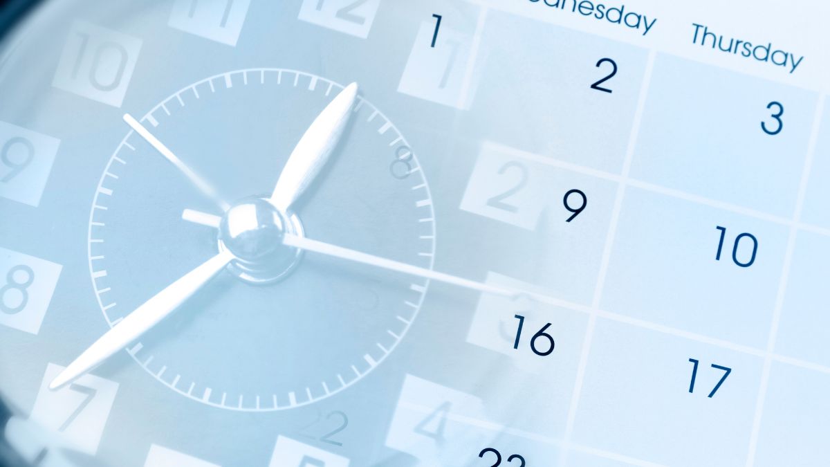 relógio e calendário em referencia as jornadas de trabalho.