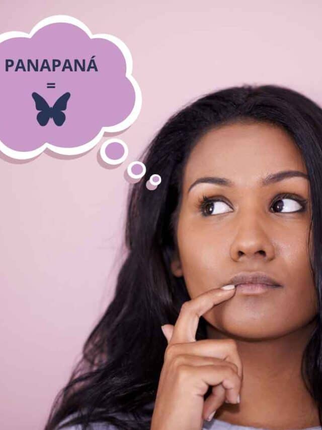 CROPPED: Mulher associando o termo "panapaná" com a imagem de uma borboleta, com intuito de memoriza-lo.