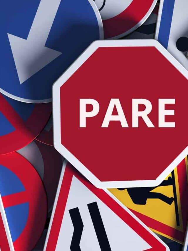 CROPPED: Exemplos de sinais de trâsito com diferentes tipos de placas.