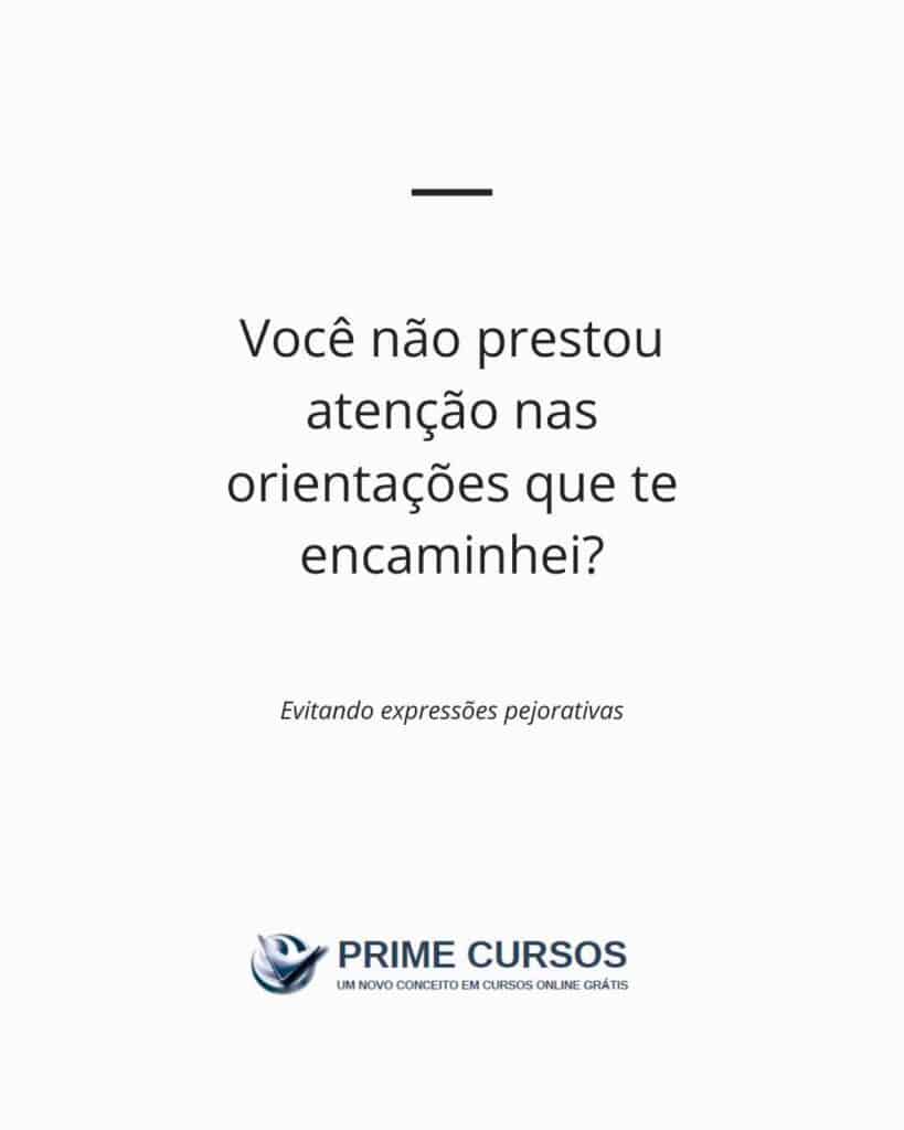 Ideia de frase para evitar a expressão pejorativa: Você não prestou atenção nas orientações que te encaminhei?