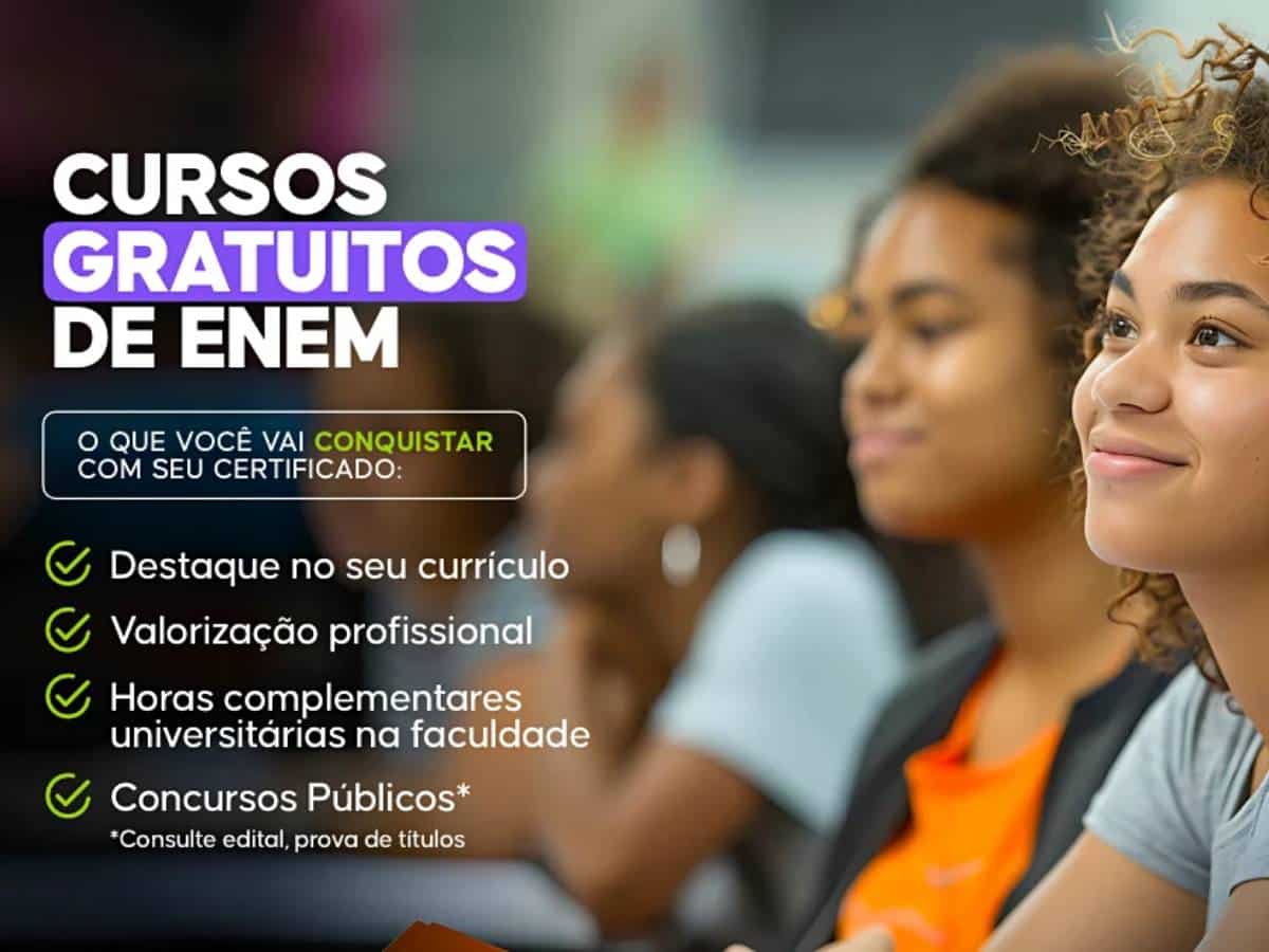 Imagem de uma menina com expressão de satisfação, a esquerda estão informações sobre os cursos de Enem da Prime Cursos