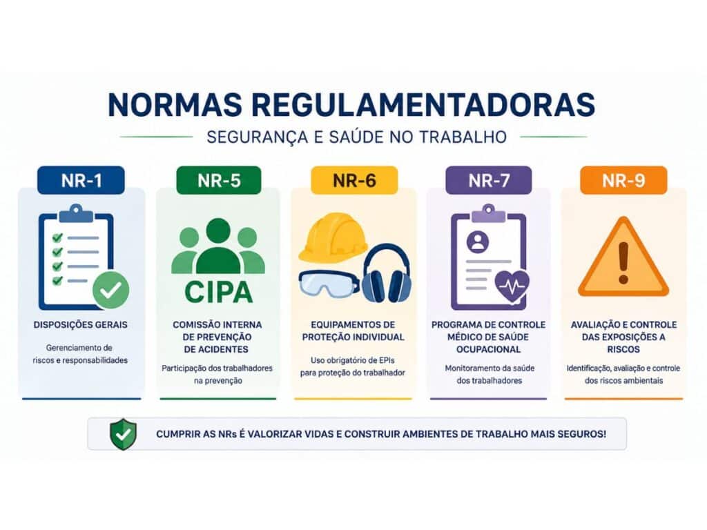 Quadro sobre as principais normas regulamentadoras.